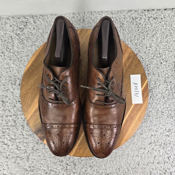 Johnston & Murphy Tyndall Brown Leather Cap Toe Brogue Oxford Dress Shoe Mens 11 - Picture 5 of 12